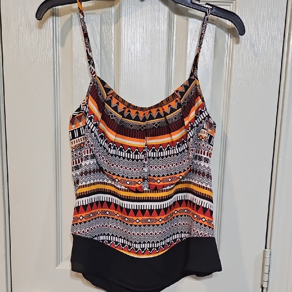 Orange and Black Fitted Spaghetti Strap Camisole